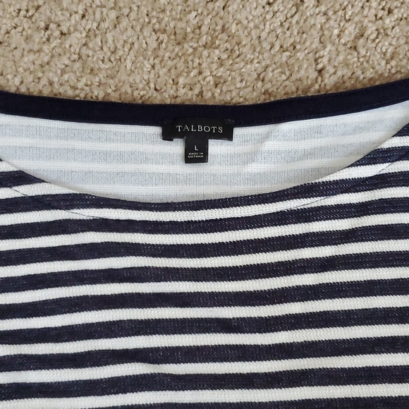 Talbots Striped Tie Cuff Top Large - Picture 2 of 4